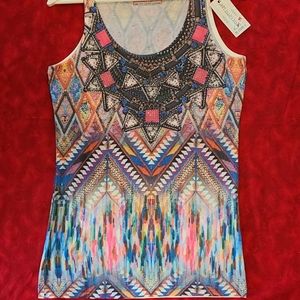 Blinged Out Boho Aztec Graphic Tank Top
